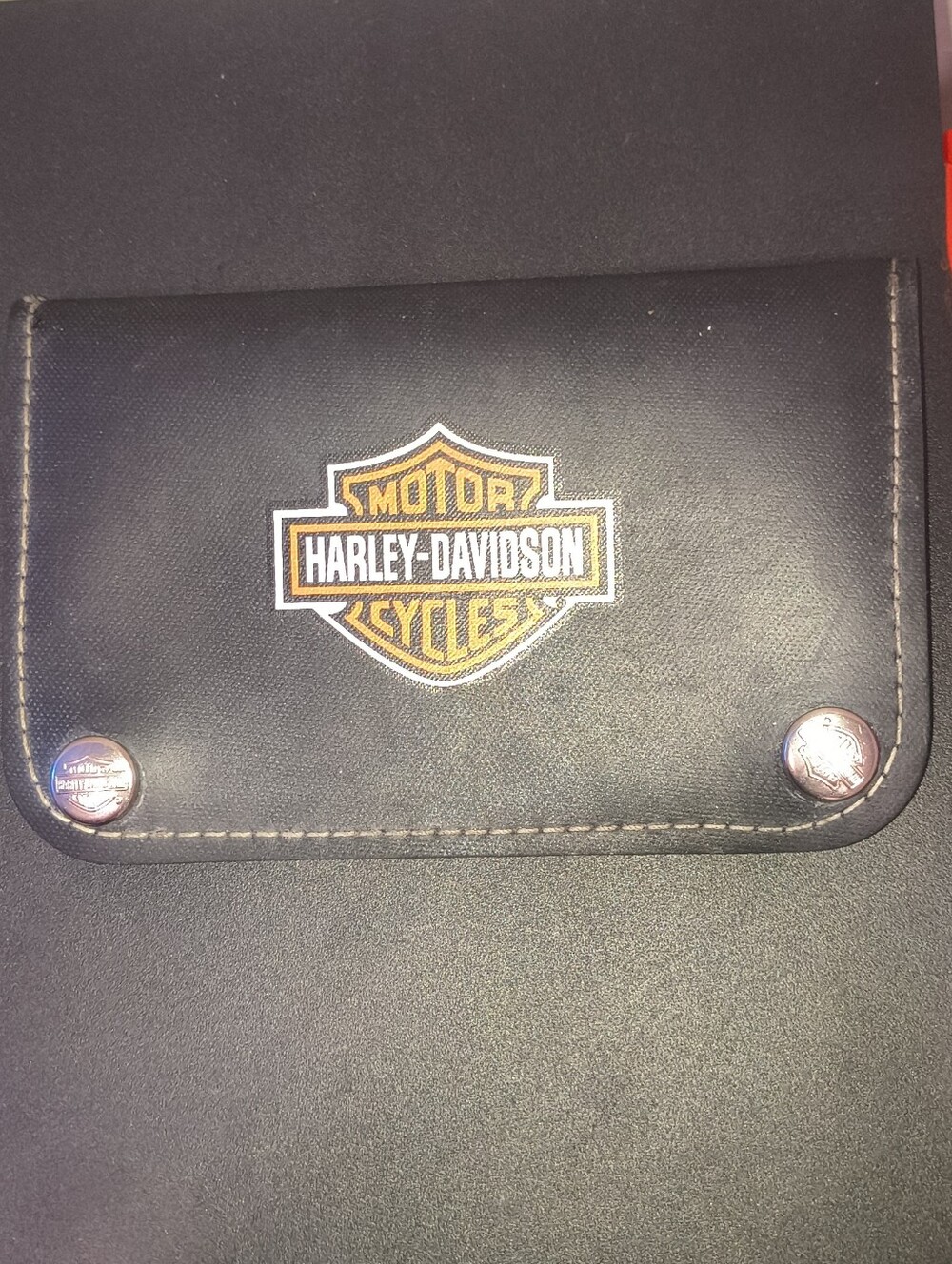 Harley-Davidson Black Wallet with Gold and White Shield Emblem